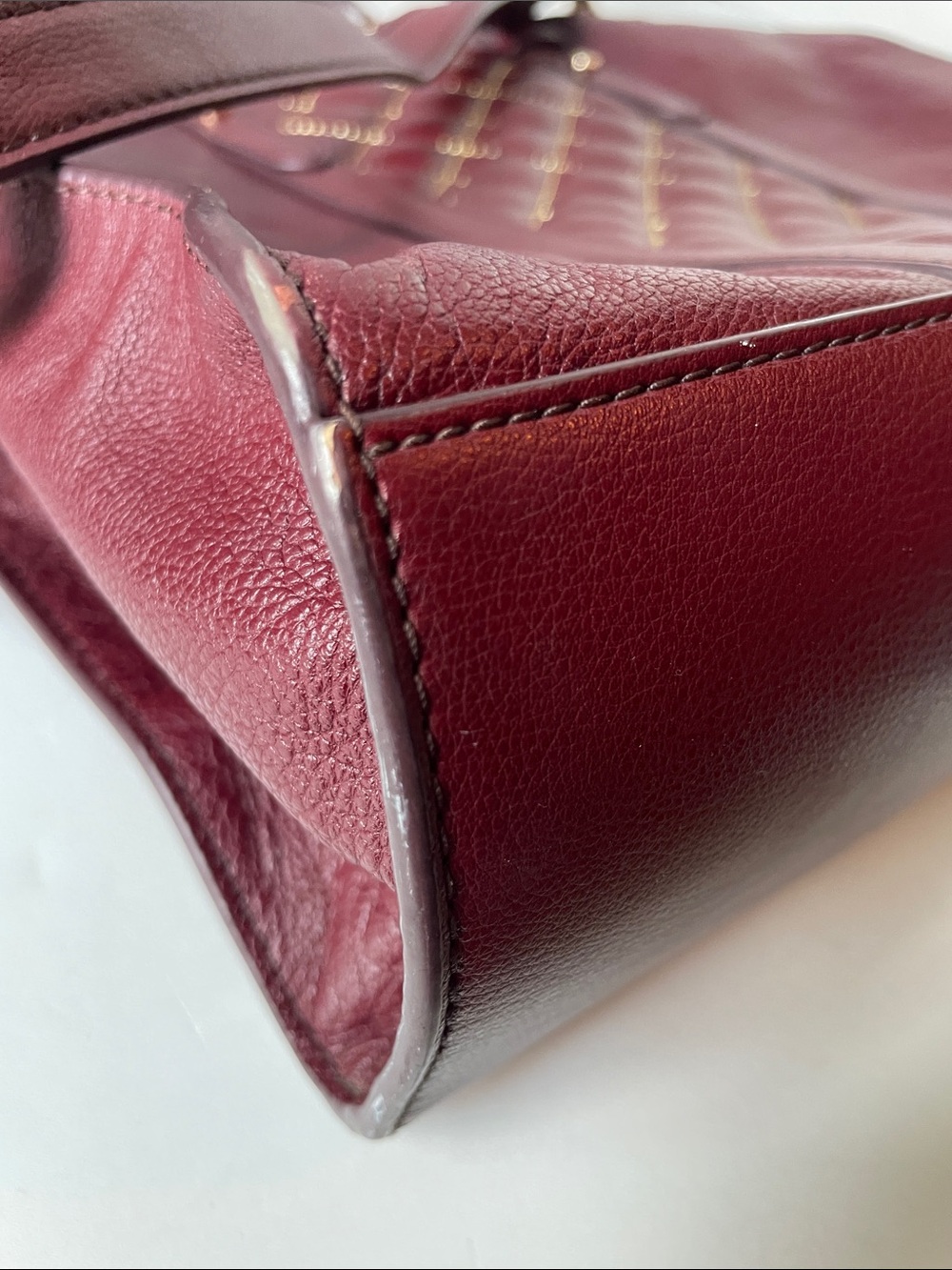 Fossil Women's Kingston Quilted Center Panel Tote Bag in Burgundy Purse - Picture 10 of 11